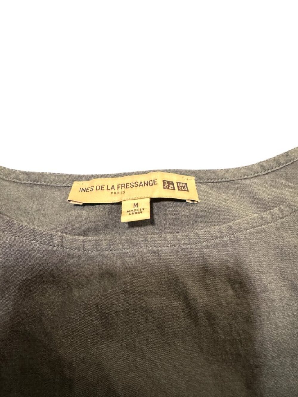 Ines de la Fressange Chambray Midi Dress Sleeveless Tie Waist M - Picture 6 of 6